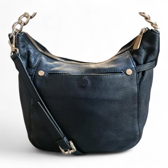 Michael Kors Convertible Black Pebbled Leather Tote / Crossbody Bag/ Gold Chain - Picture 2 of 10